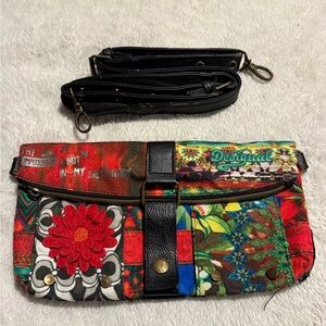 Desigual Colorful Floral Clutch with Black Accents